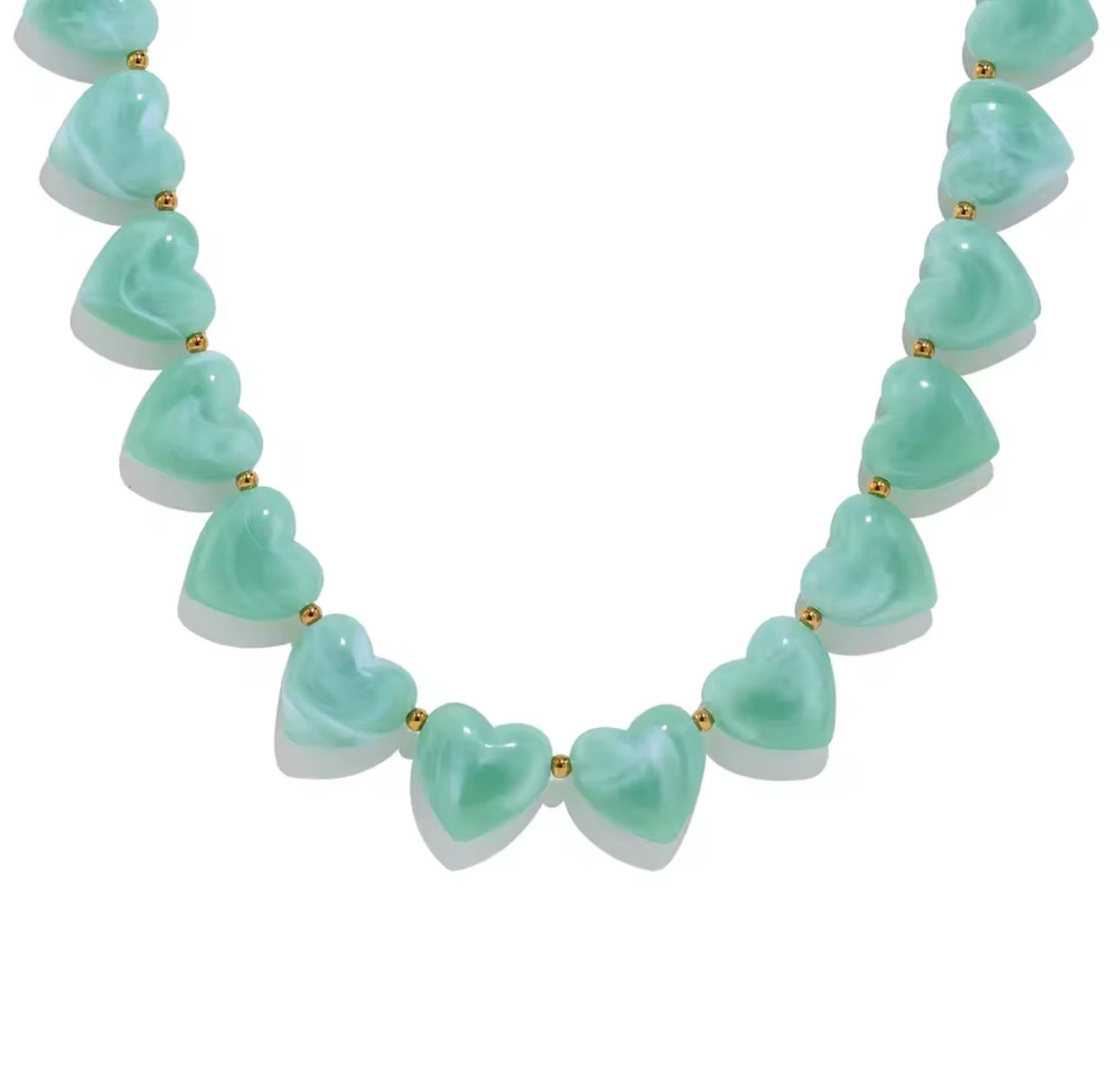 Resin Hearts Beaded Necklace