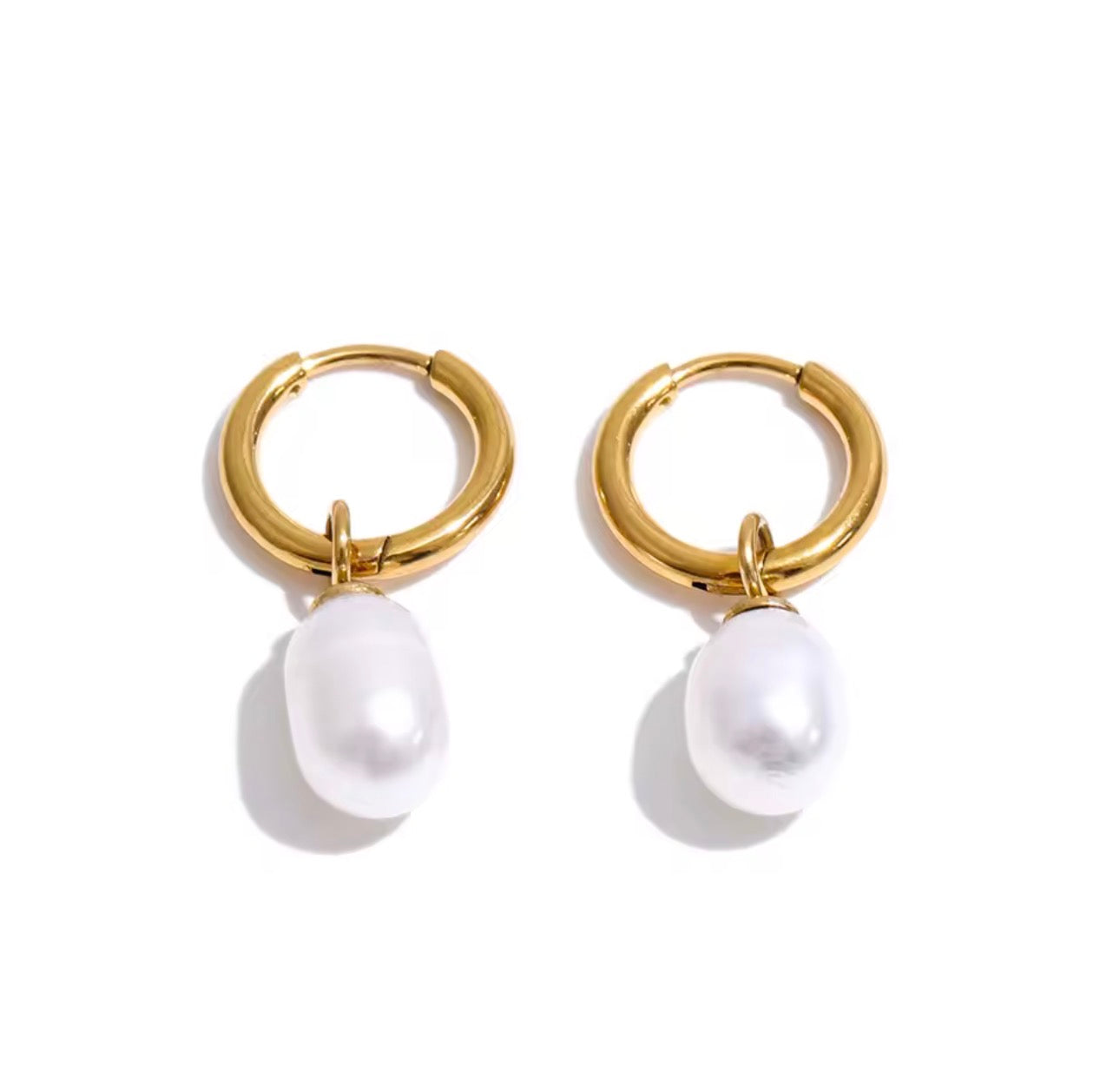 Petite Pearl Hoop Earrings