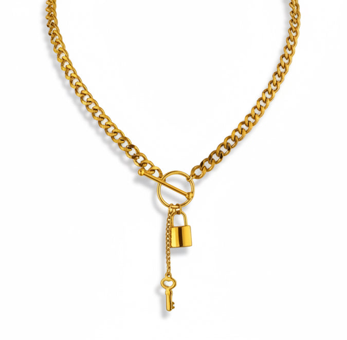 Lock & Key Link Chain Necklace