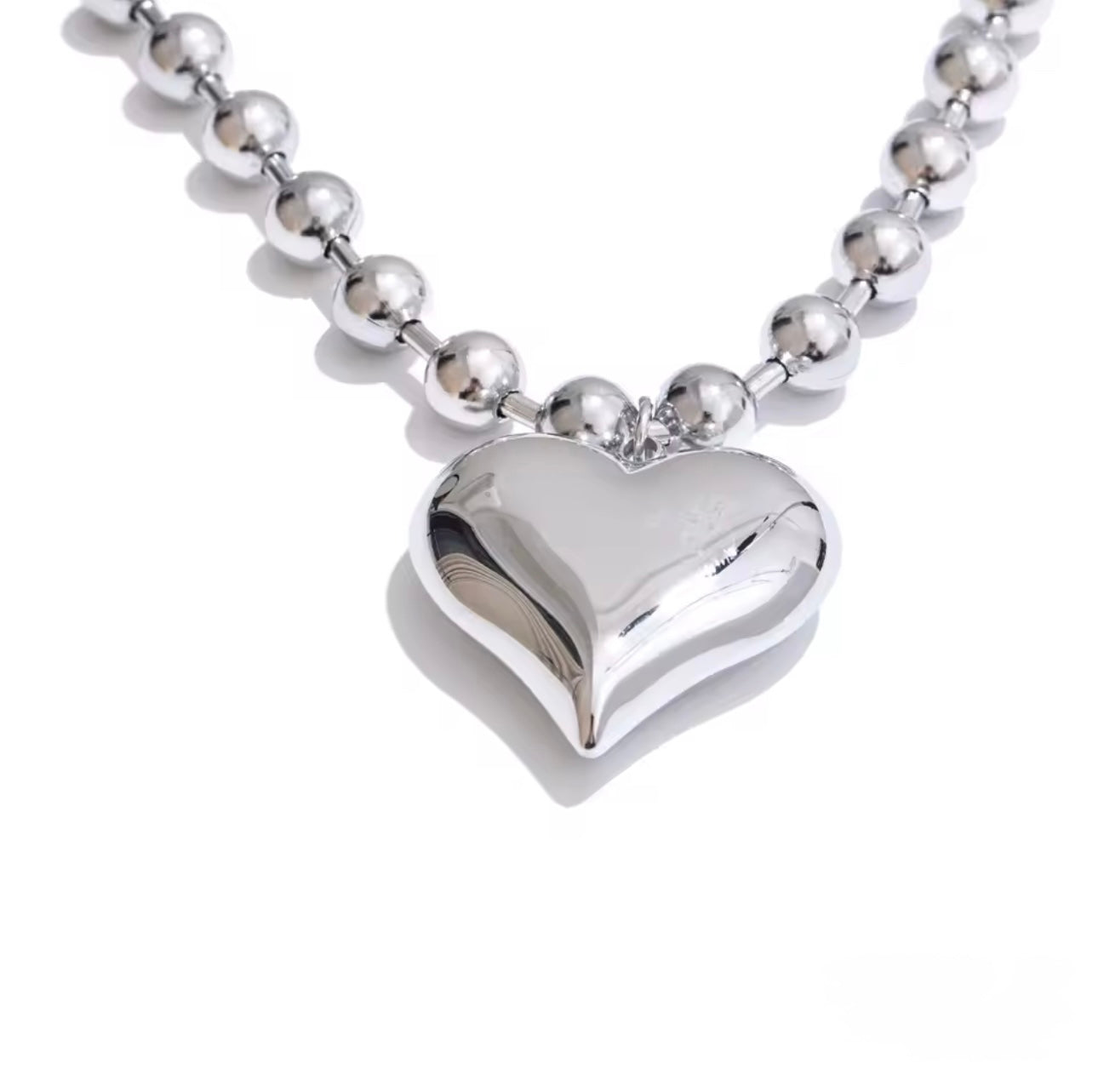 Chunky Silver Heart Chain
