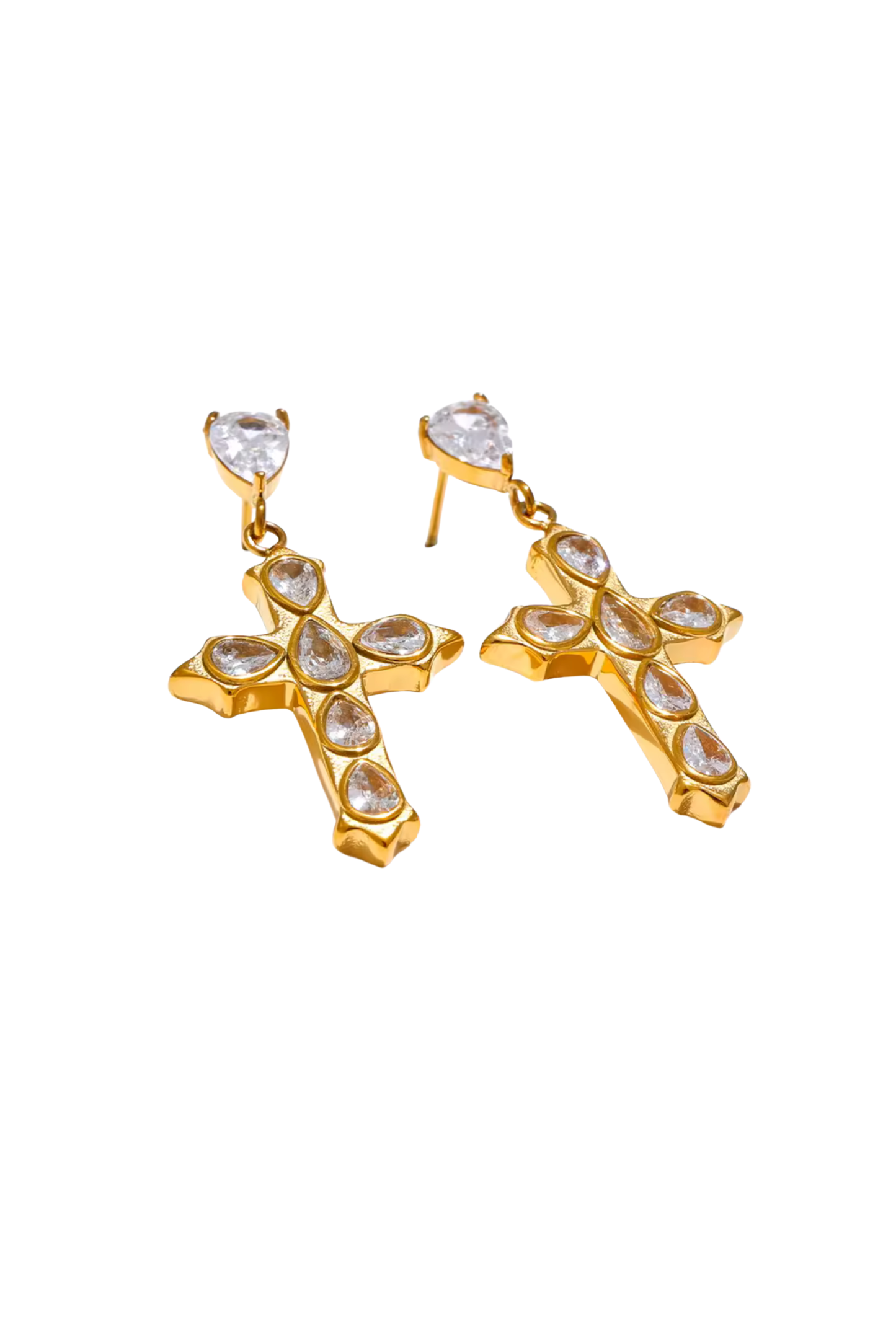 Crystal Cross Drop Earrings