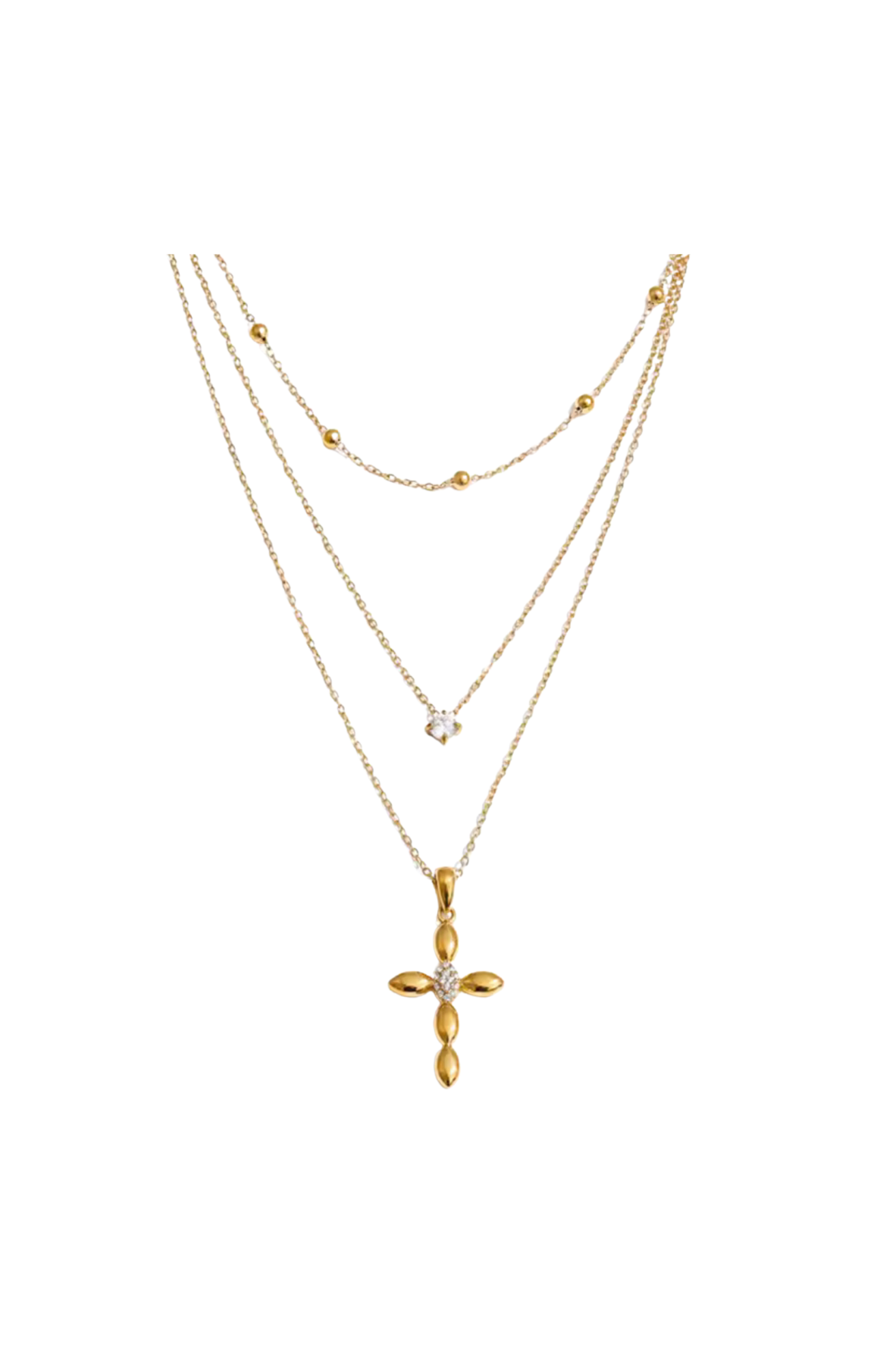 Golden Grace Layered Cross Necklace