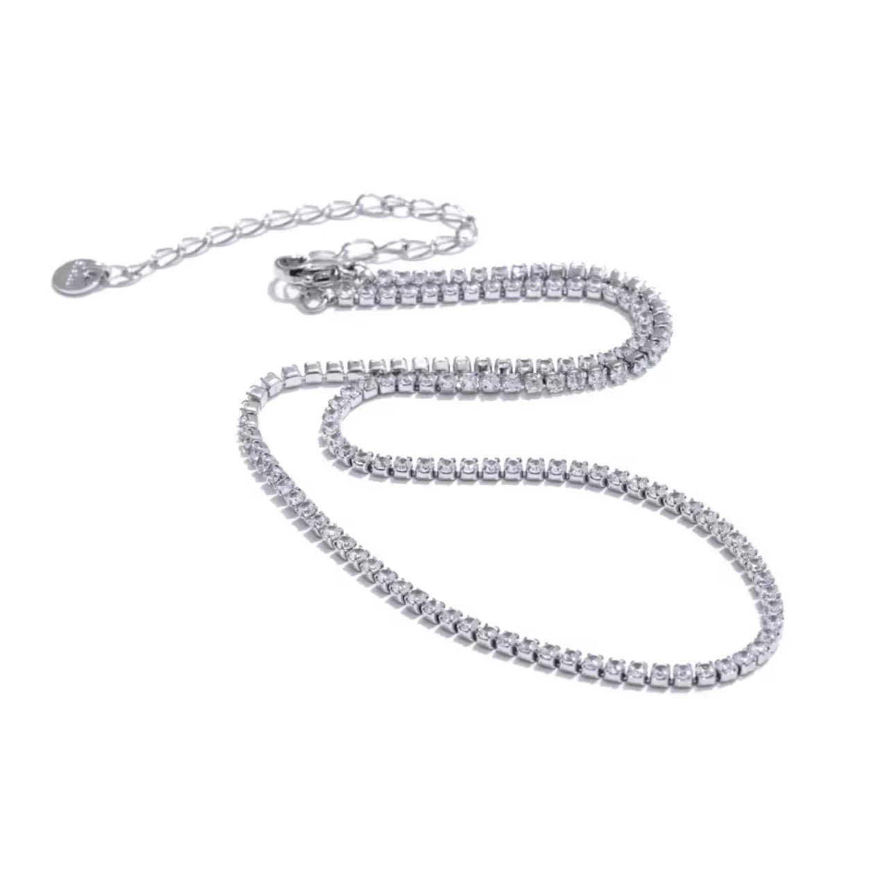 Silver cubic zirconia chain necklace