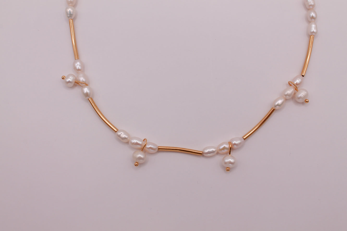 Modern Freshwater Pearl Bar Necklace