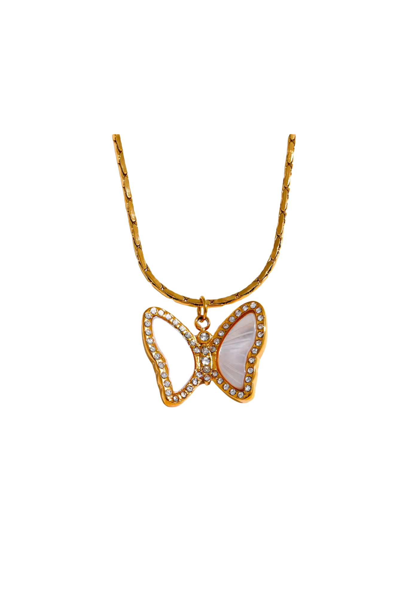 Oyster Shell Butterfly Necklace
