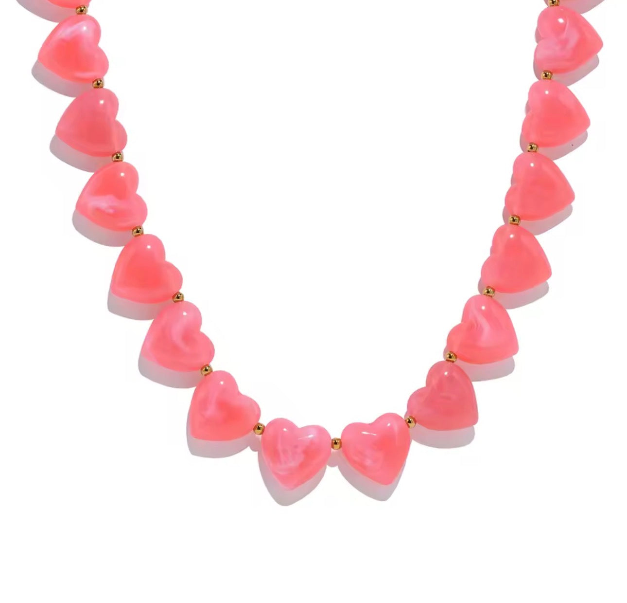 Resin Hearts Beaded Necklace