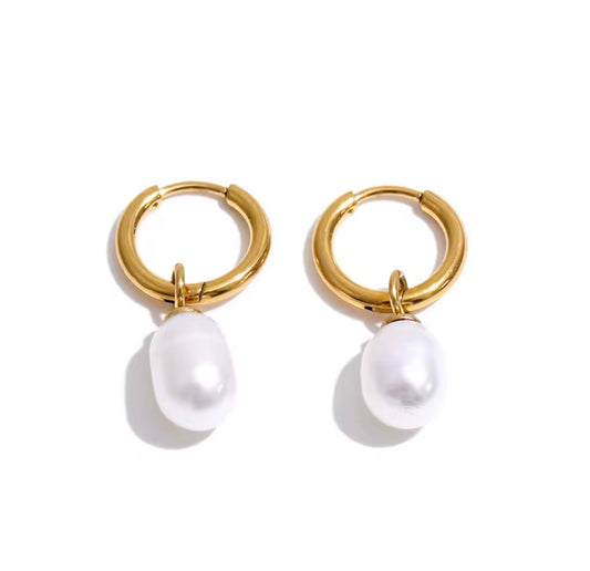Petite Pearl Hoop Earrings