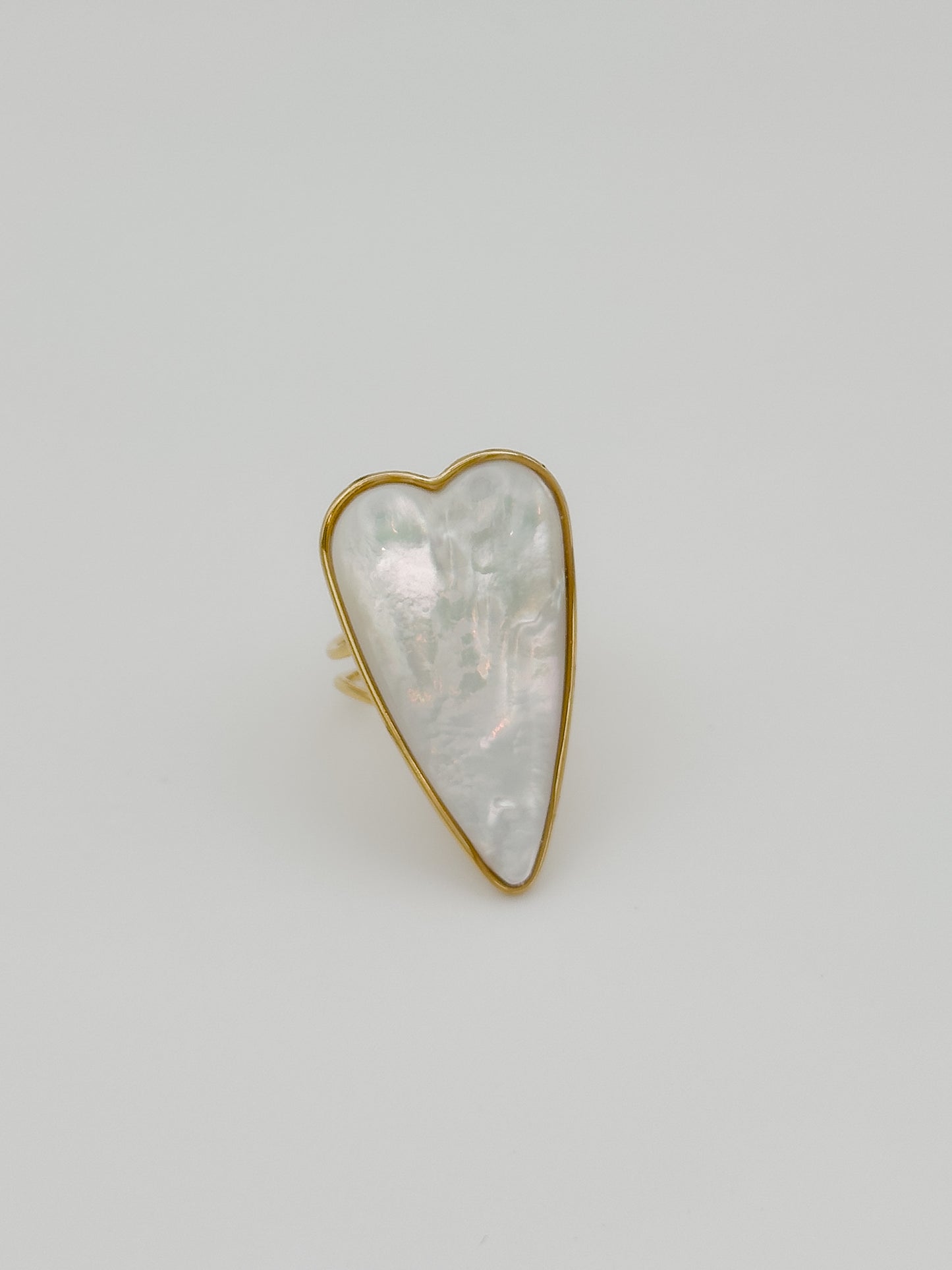Opal Heart Adjustable Ring