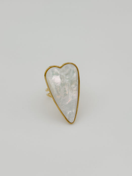 Opal Heart Adjustable Ring
