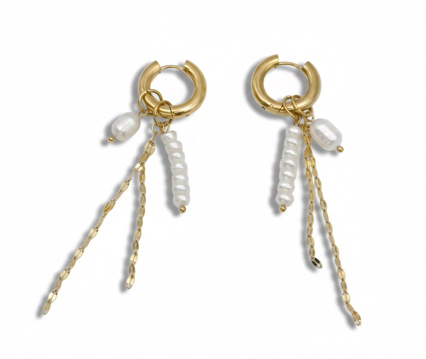 Ivory Drip Hoop Earrings