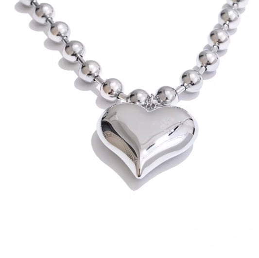 Chunky Silver Heart Chain