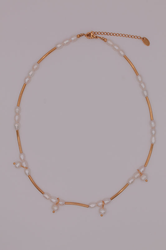 Modern Freshwater Pearl Bar Necklace