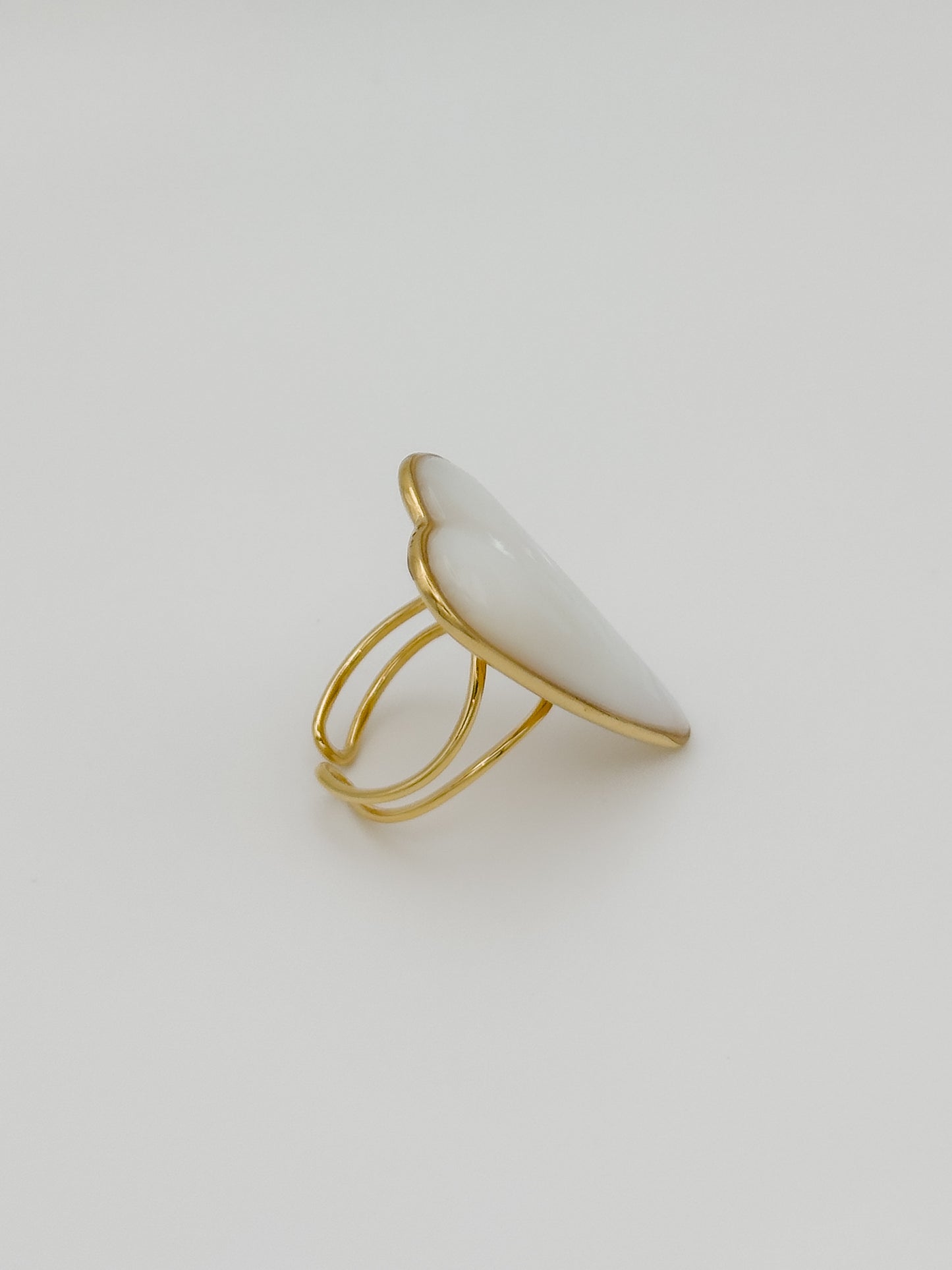 Opal Heart Adjustable Ring