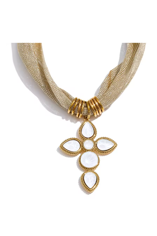 Luna Cross Mesh Necklace