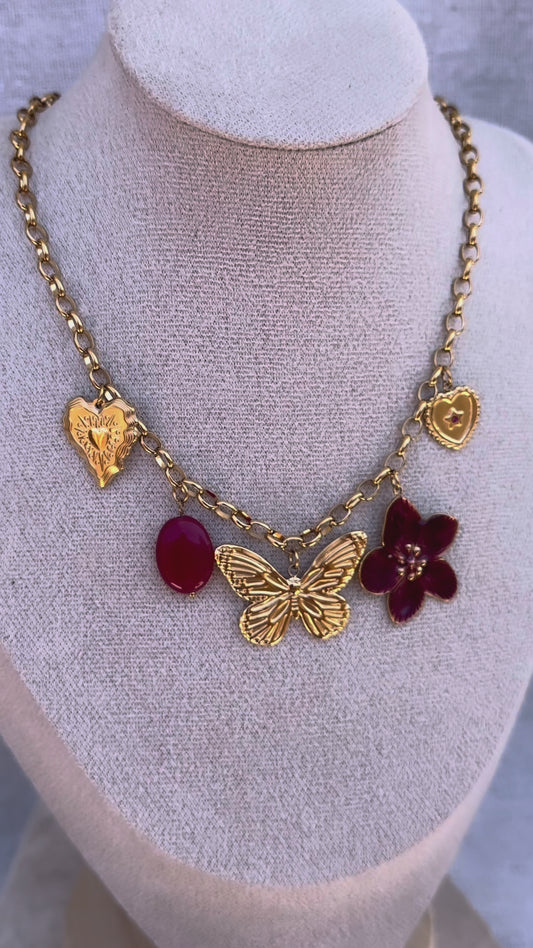 Blush and bloom charm necklace